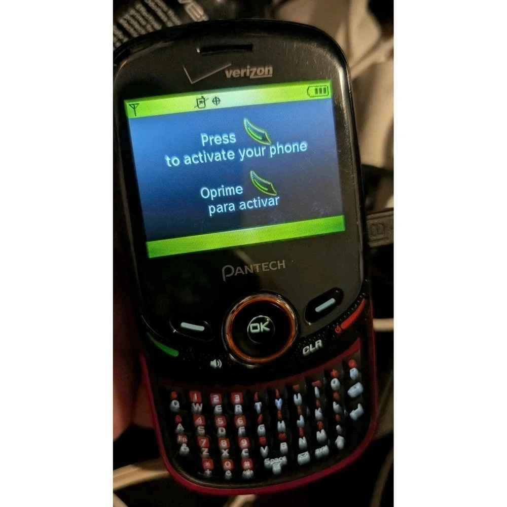 Pantech Jest 2 Verizon Cellular Slider Phone Slide Out Keyboard Red Black w/Box